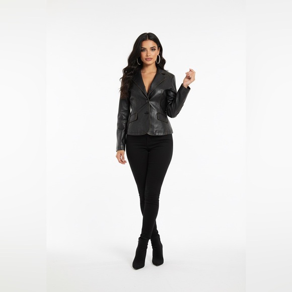 RVT Clothing Jackets & Blazers - RVT Vintage Clothing Blazer Women's Jacket Brown Faux Leather Button Up Career